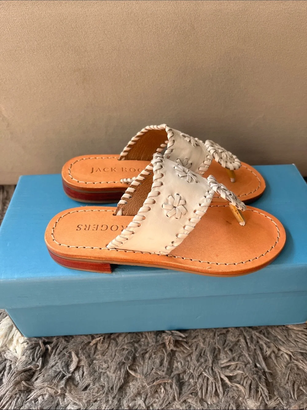 Jack Rogers girls flat sandal. White. Leather. Toddler size 11. New in box.
